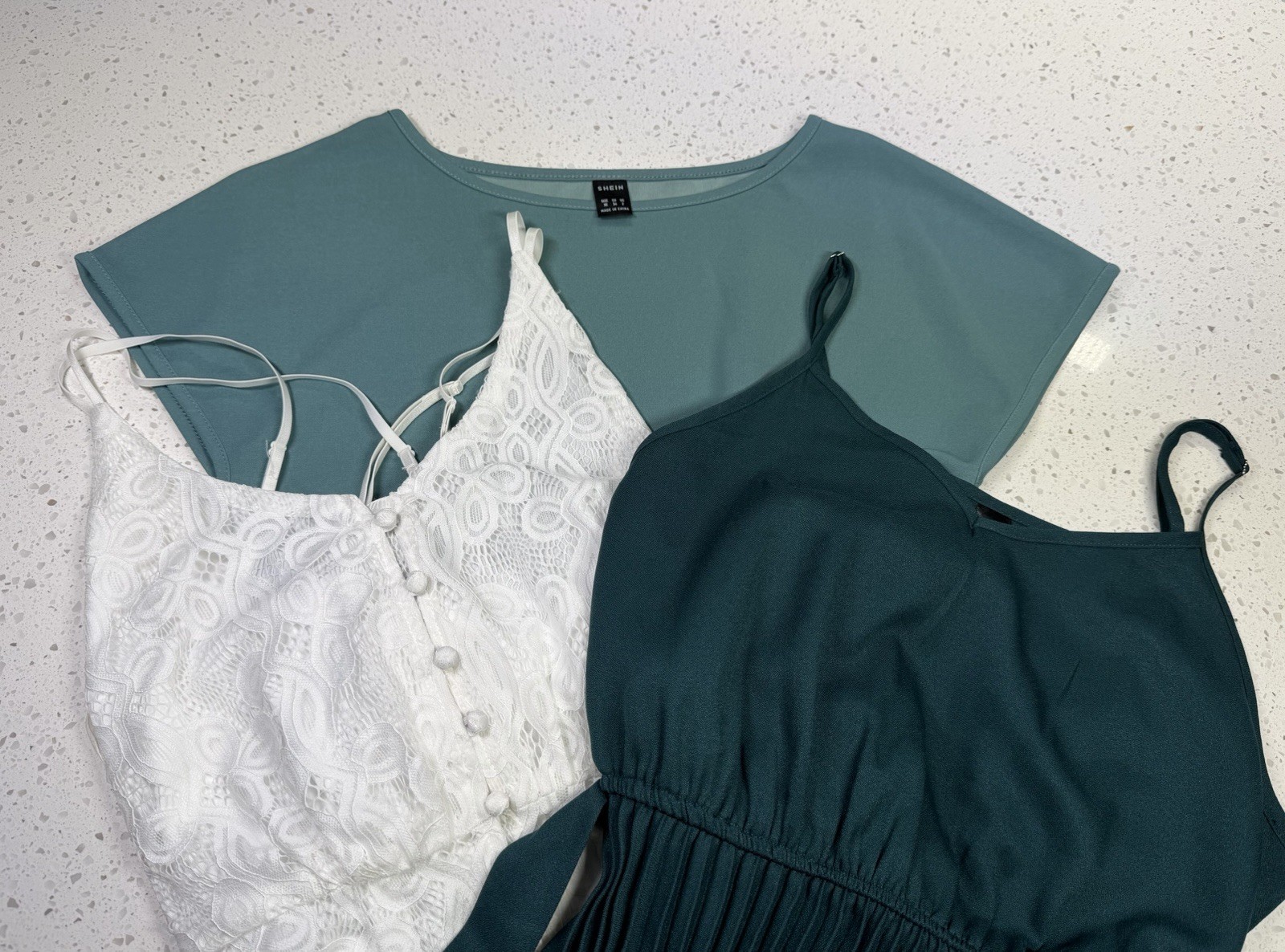 3pc Bundle SHEIN + Trixxi Women&rsquo;s Dresses + Jumpsuit Teal/White/Green XS/S New