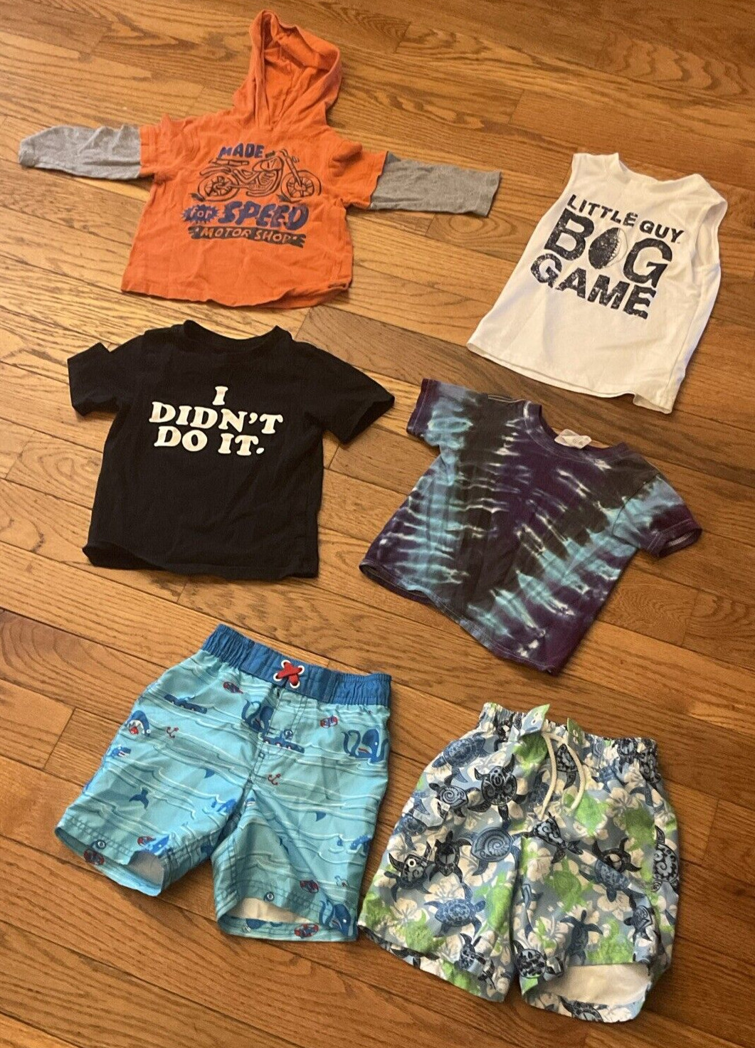 Boy&rsquo;s 3T Summer Beach Lot 2 Swim Shorts 4 Shirts Tie Dye Dirt Bike Football