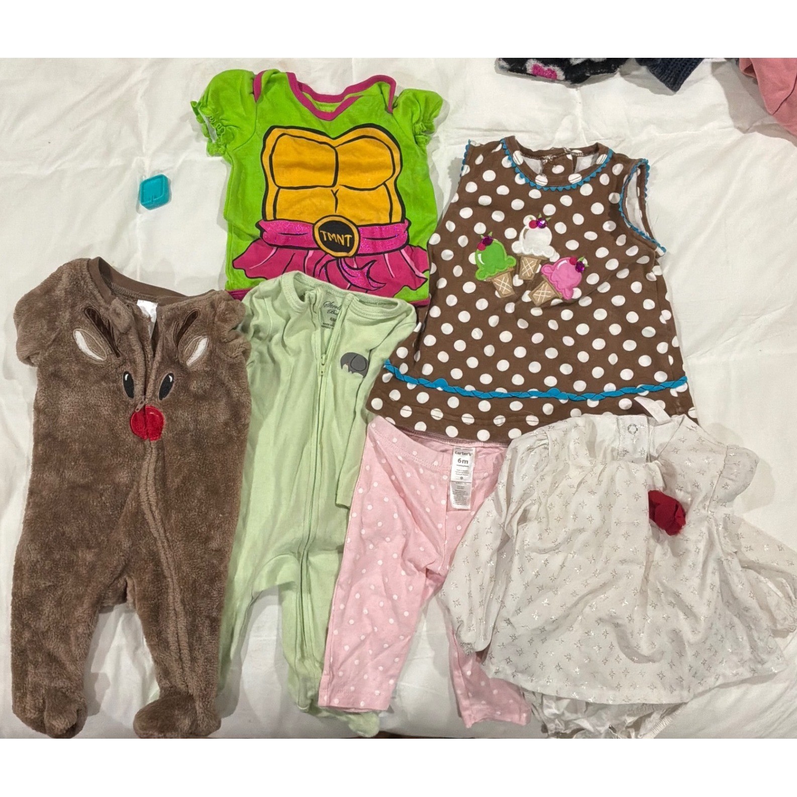 Mixed Brand Baby Girl Clothing Bundle 3-9M Pink Green Brown Multi