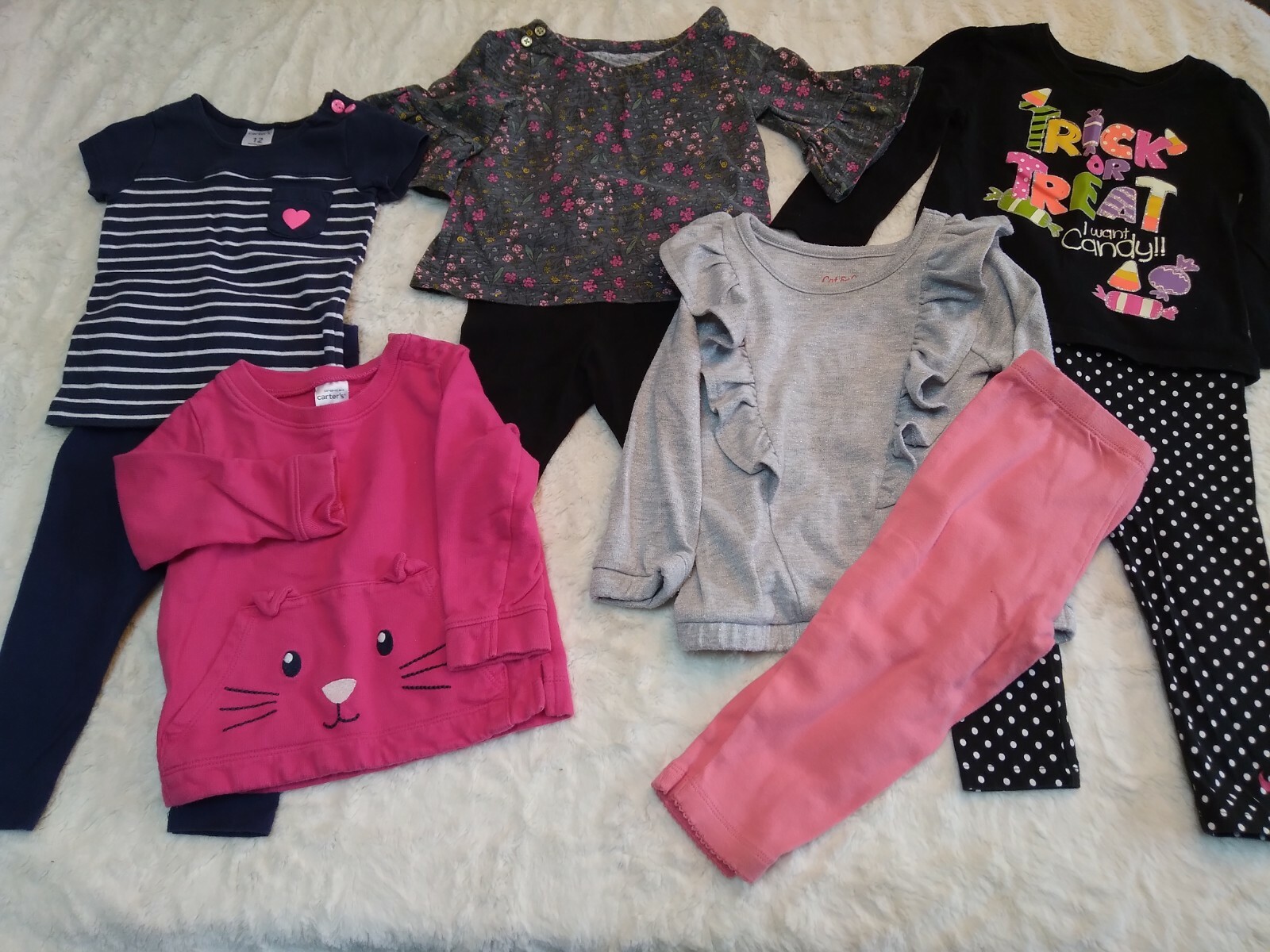 Baby Girl 12-18 month custom bundle 9 pieces, sweatshirt, Halloween, outfit mix