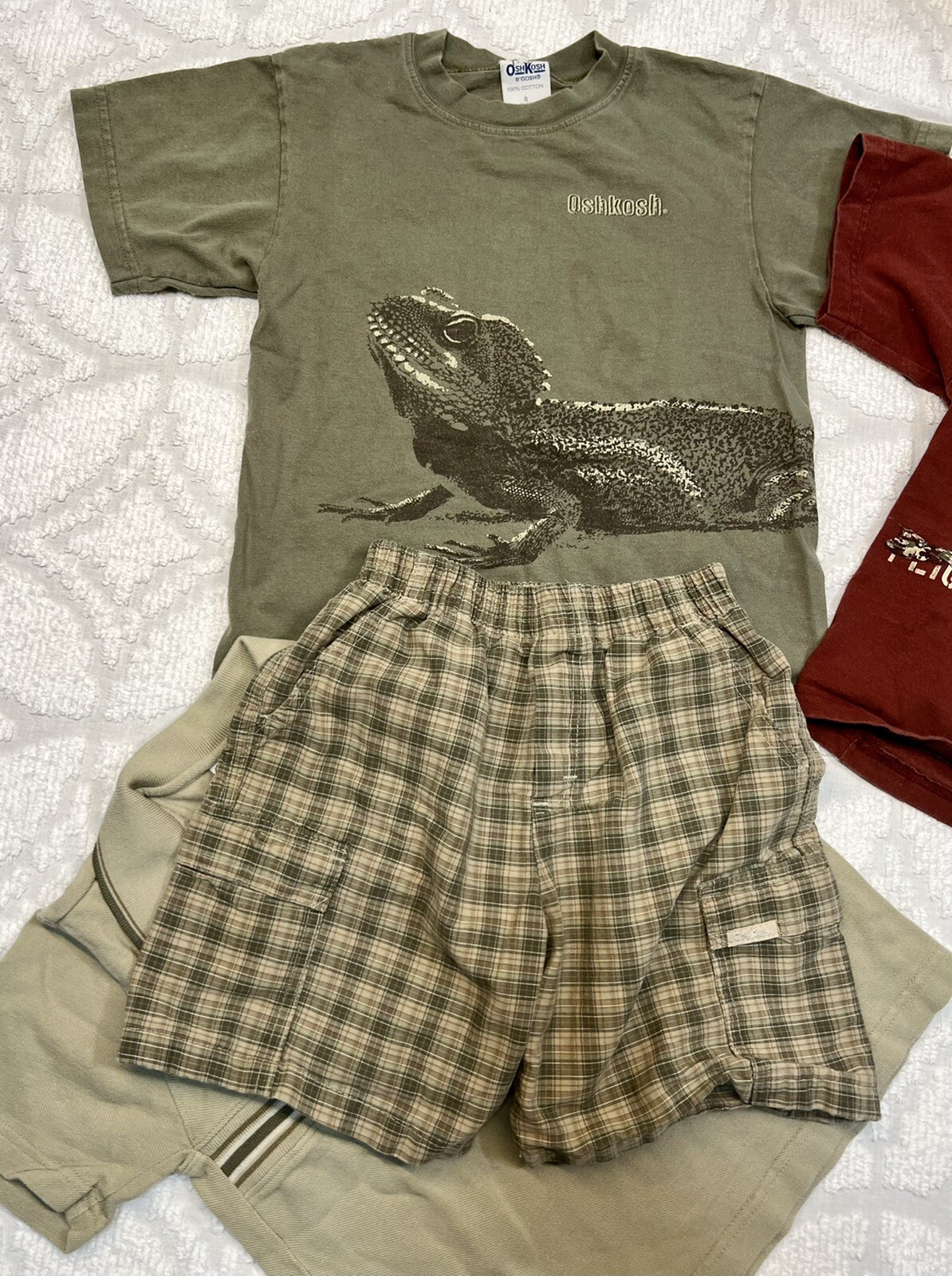 Boy Sz 5/6 OSHKOSH DISNEY Mixed Matching Khaki Outfits Overall Lot 17 Pc Vtg 90s