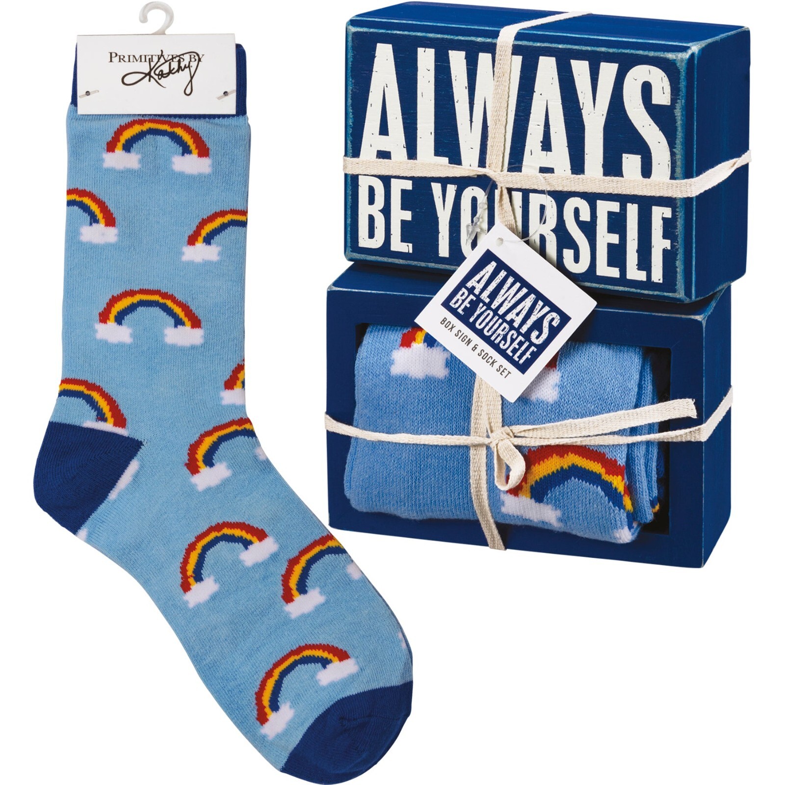 Always Be Yourself Socks & Box Sign Gift Set – Primitives by Kathy