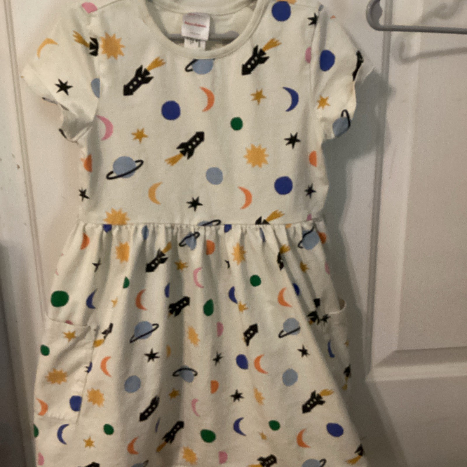 Hanna Andersson Girls Dress Lot of 3 US 6-7 Cotton Striped Citrus Rainbow Space