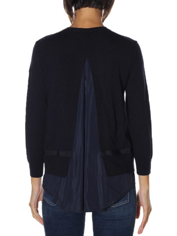 Moncler &lsquo;Maglione Tricot&rsquo; Cardigan Sweater Navy Blue Wool Womens M MSRP $800