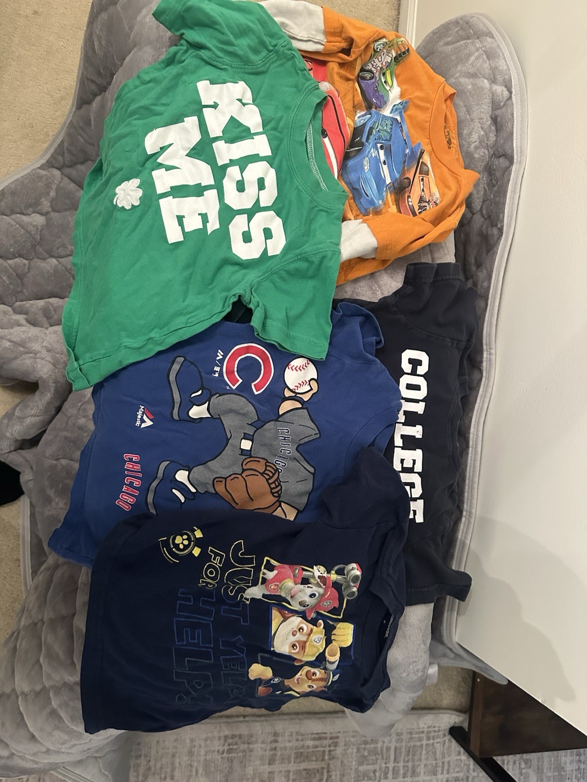 4T Unisex Kids Graphic Print Long Sleeve Tops Lot Cotton Blend Multicolor Sports