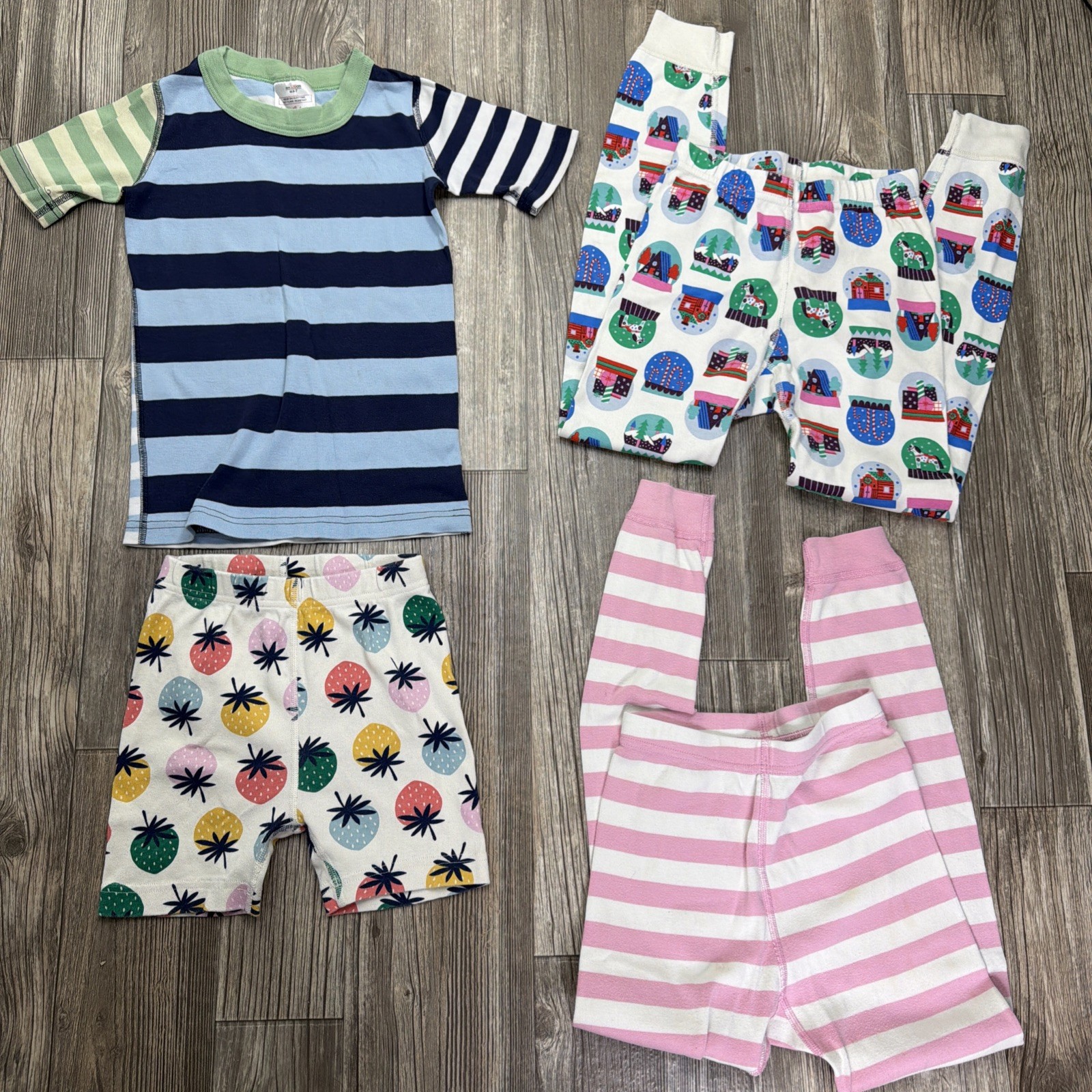 Hanna Girls Clothing Lot 4 Pajamas Shorts Top Pants Size 6/7 8 Organic Cotton