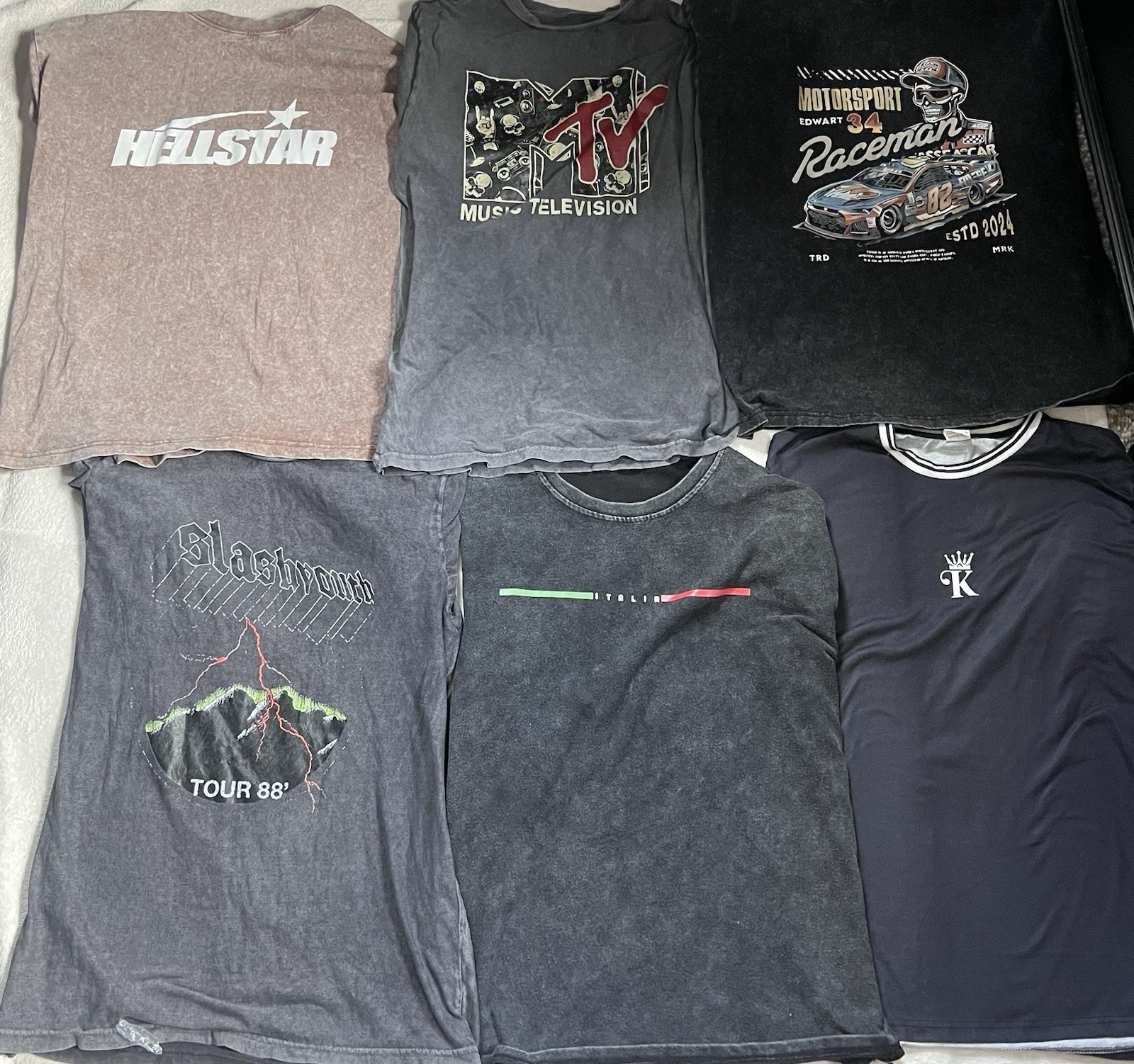 Y2K Graphic Tee Bundle Size M | Hellstar Racing MTV Washed Tees