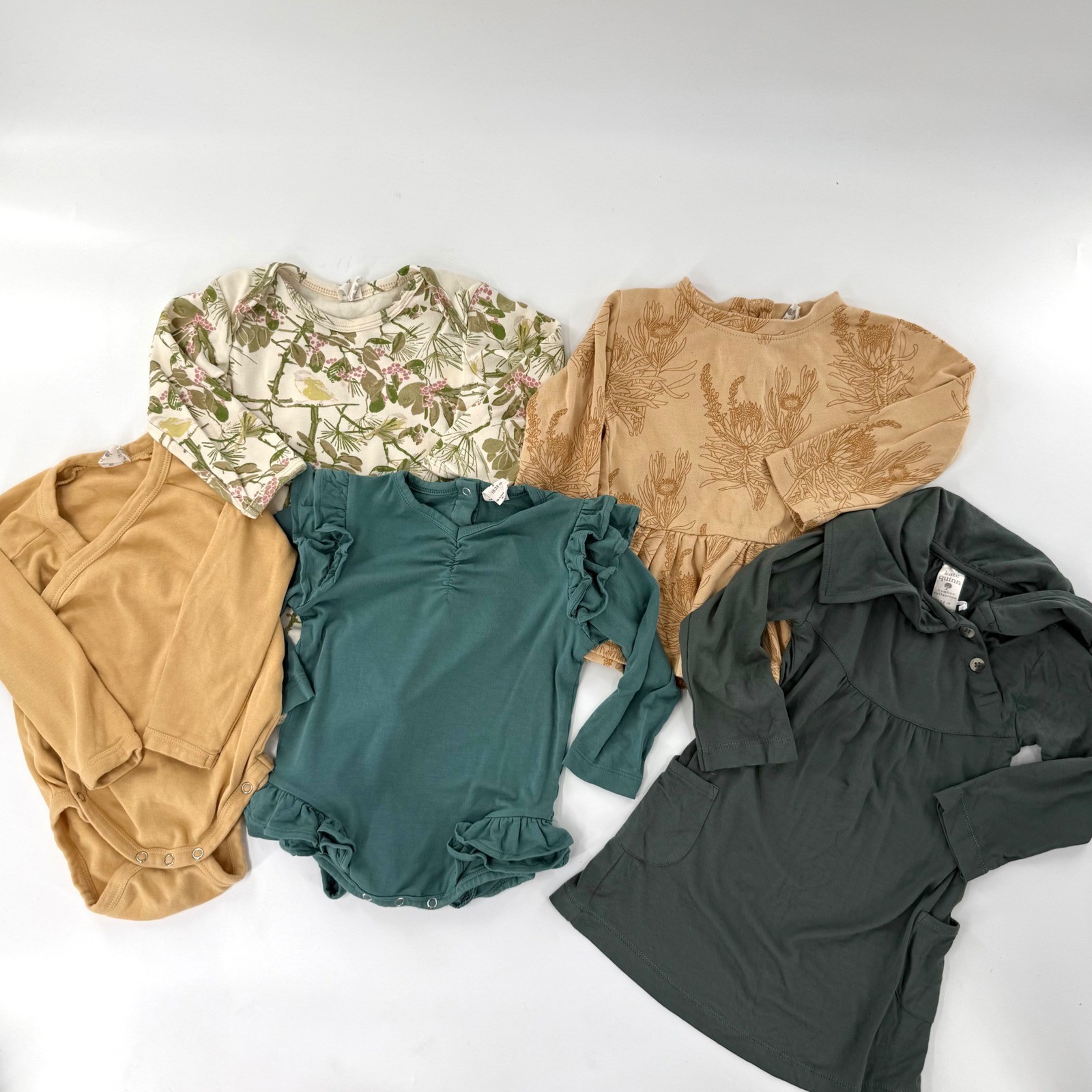 Kate Quinn Baby Girl Bundle 18-24M Mustard Teal Floral Excellent 5pc Lot