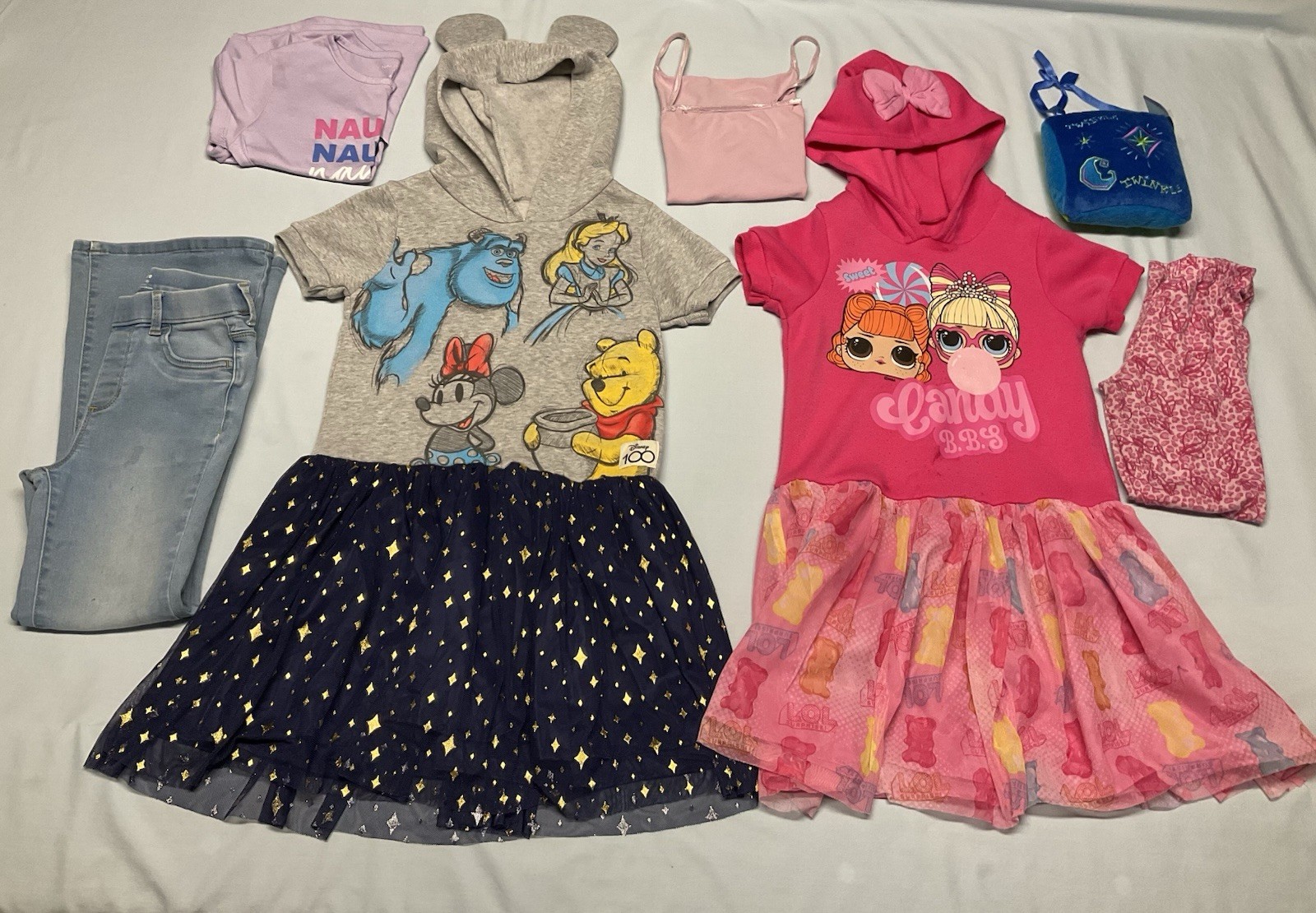 Girls sizes 7/8, 6/7 Girls 6 Pieces Clothes Bundle 2 Dresses, Tops, Pants +