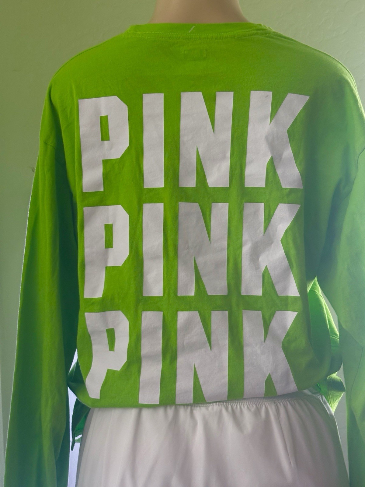 PINK Sports Clothing Lot Cotton Blend: Green Long Sleeve Shirt, Red Shirt, Skirt
