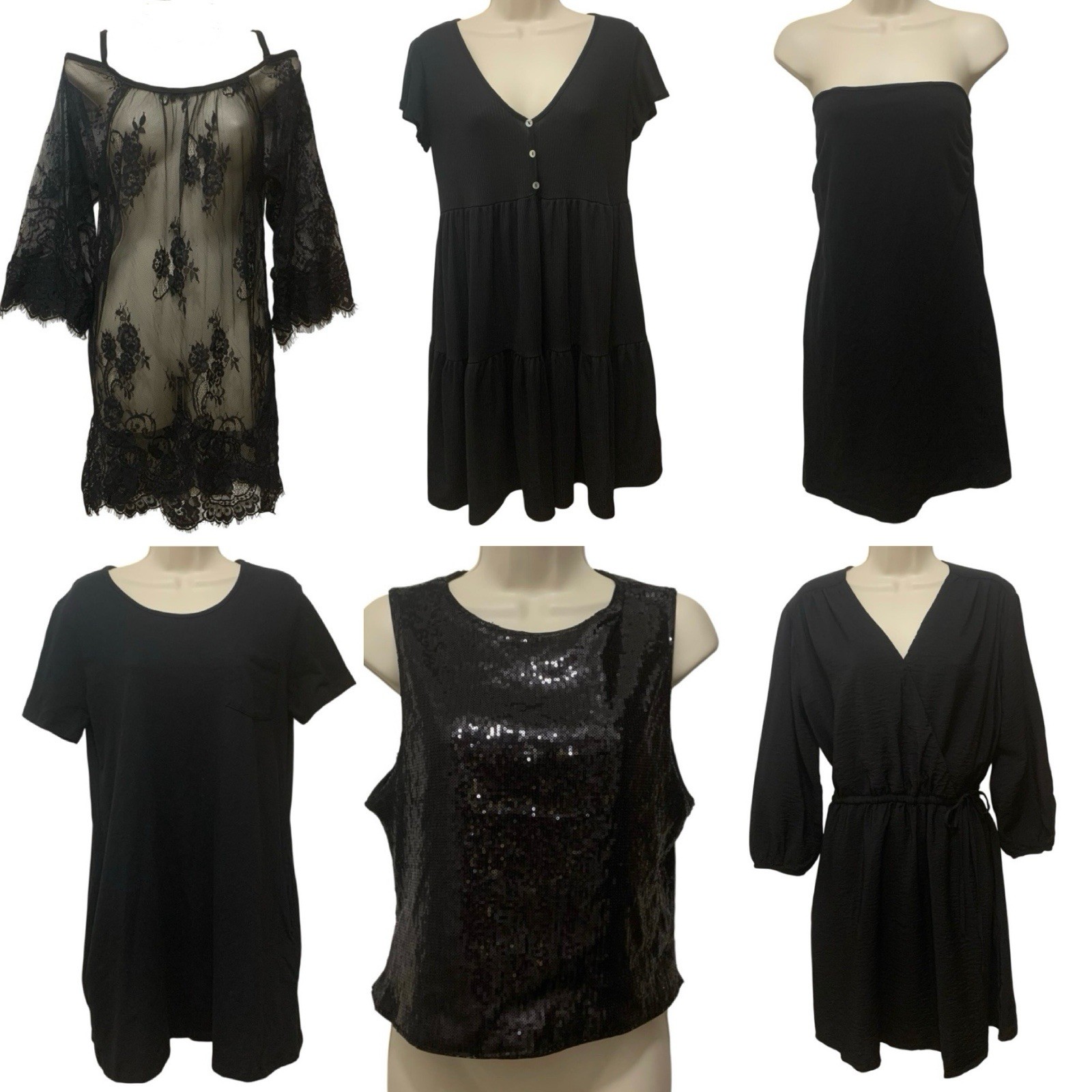 Womens Summer Goth Clothing Lot Size Large Whimsigoth Black Lace Sequin 6pcs