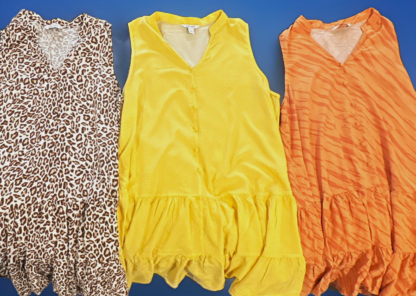 Nine West Women’s Mini XL 3-Piece Sleeveless Dresses/Tunic Lot Silk Animal Print