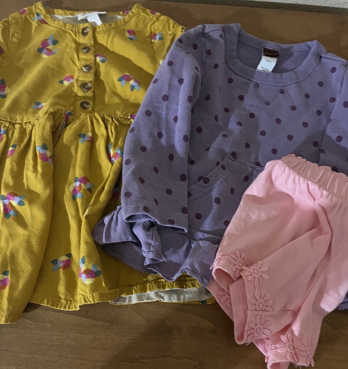 Girl 2 2T Disney Pink Shorts Cat Jack Dress Tea Collection Purple Dot Top LOT 3