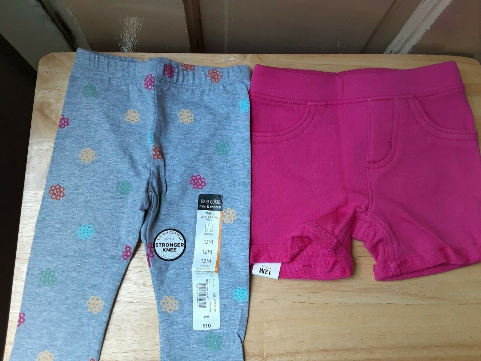Okie Dokie Girls Leggings & Jumping Bean Shorts Size 12 Month NEW WITH TAGS