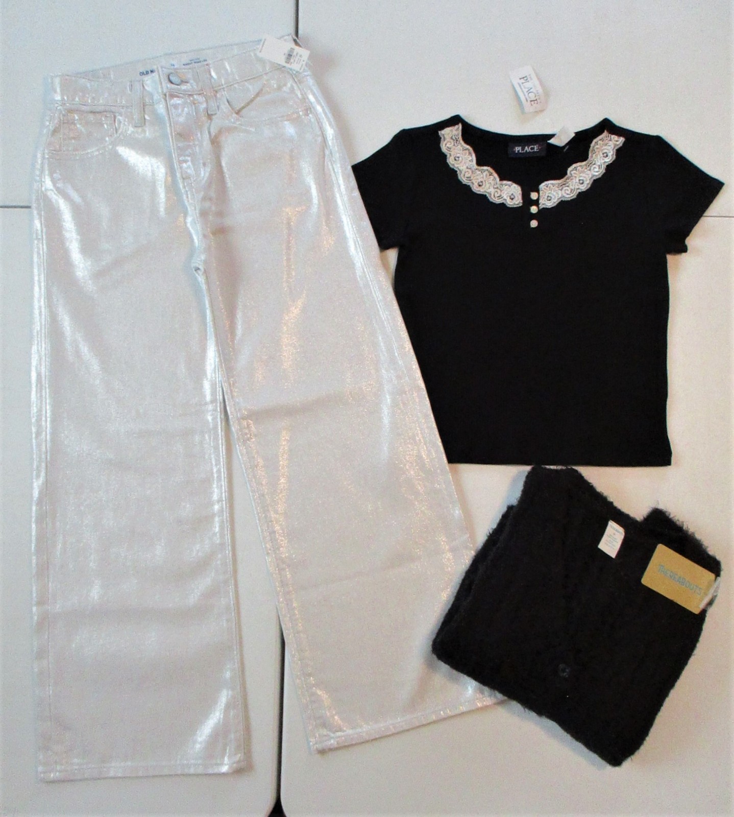 NWT GIRLS SZ 10/12 12 CLOTHES LOT COLD WEATHER OUTFITS JEANS,TOPS,HOODIE&JOGGER