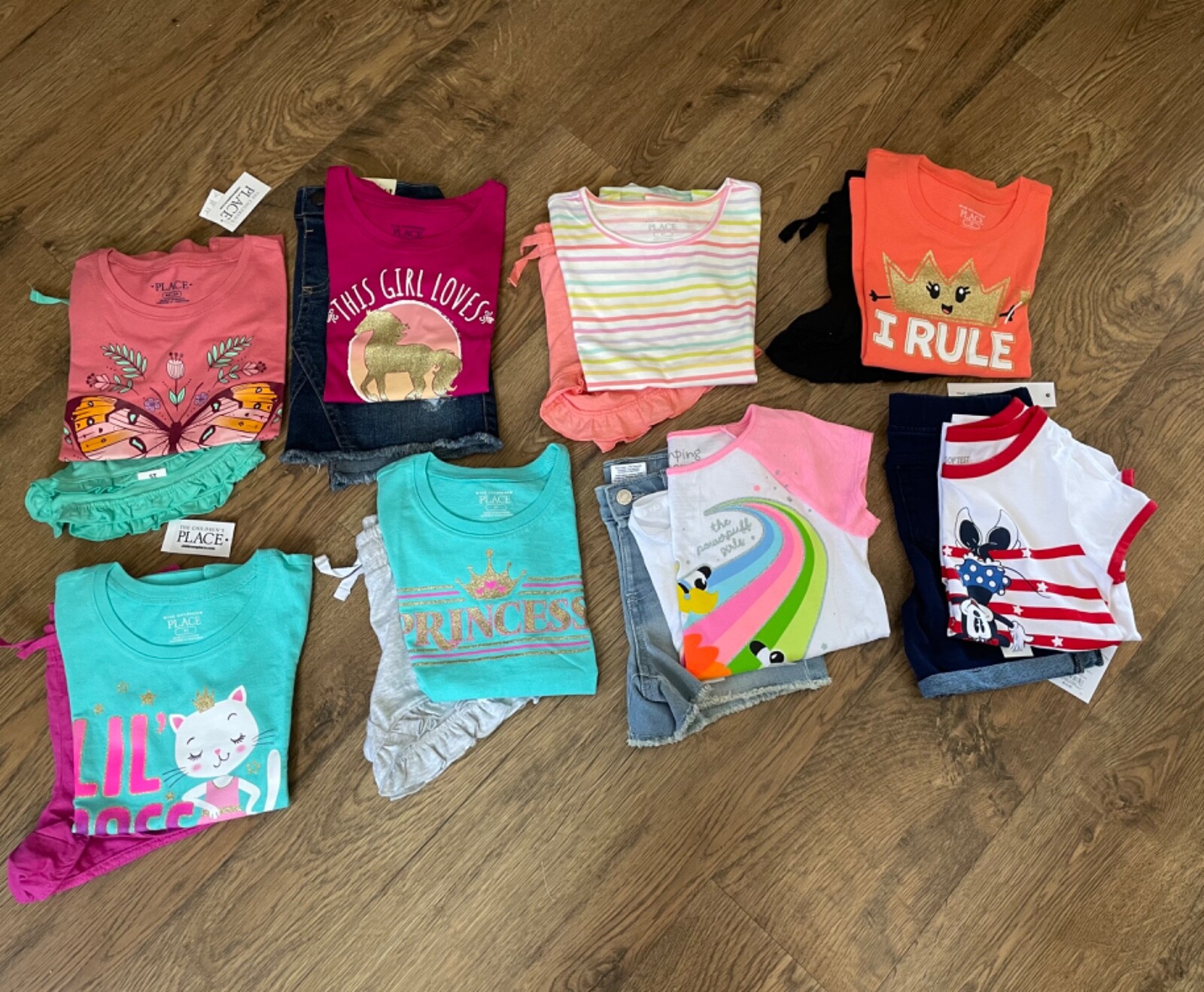 NWT~Girls size 5/5T clothes lot of 16 Pcs.~Summer Outfits~Disney, Garanimals +