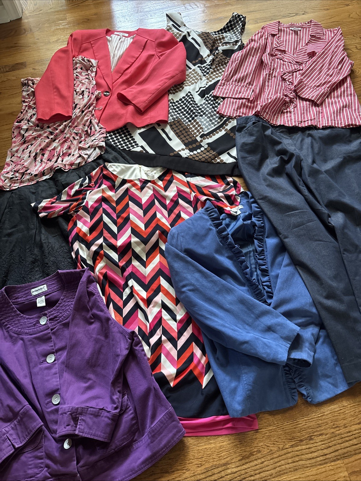 Mixed Lot of 9 Women’s 16 16W Blazers, 2 Pc Suit, Dresses, Skirt, Blouse, Pants