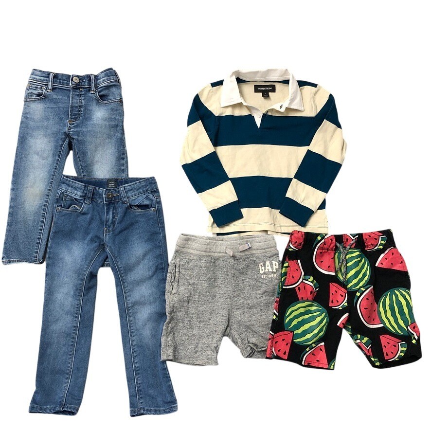 Nordstrom GAP Appaman Lot Boys 3T 4T Blue Cream Striped Rugby Jeans Shorts