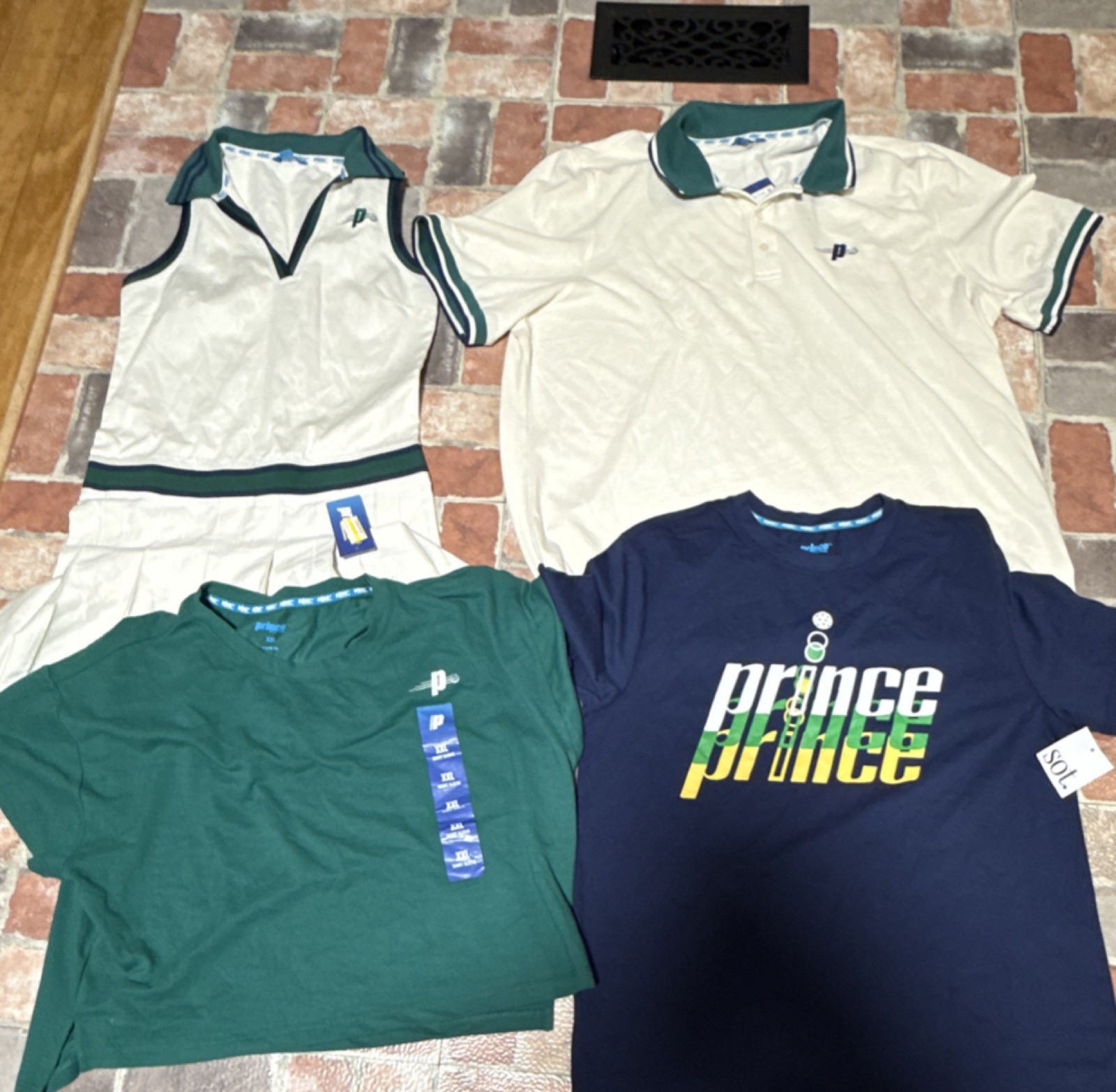 Prince Pickleball Clothing Lot XS S XXL Cloud Green Navy Unisex