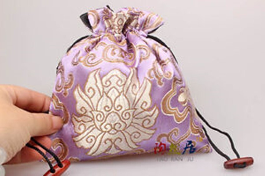 wholesale10PCS Chinese silk satin Drawstring candy gift pouchs bags jewelry bags