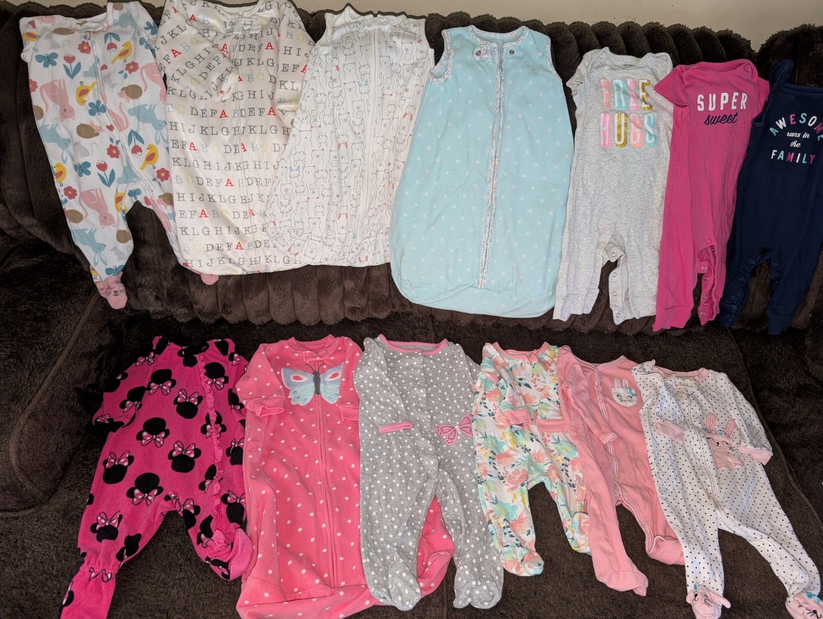 Carter&rsquo;s Baby Girl Cotton Sleeper & Romper Lot Multicolor Floral Bunny 3-6