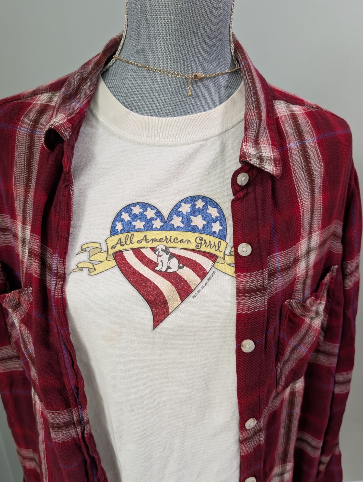 3 Piece 4 July Women XL Lot Shorts Vintage Shirt Plaid American Grunge Rock