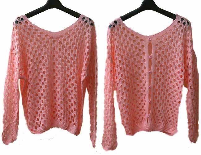WHOLESALE BULK LOT 10 MIXED COLOUR Hollow Crochet Pullover Sweater Top T099