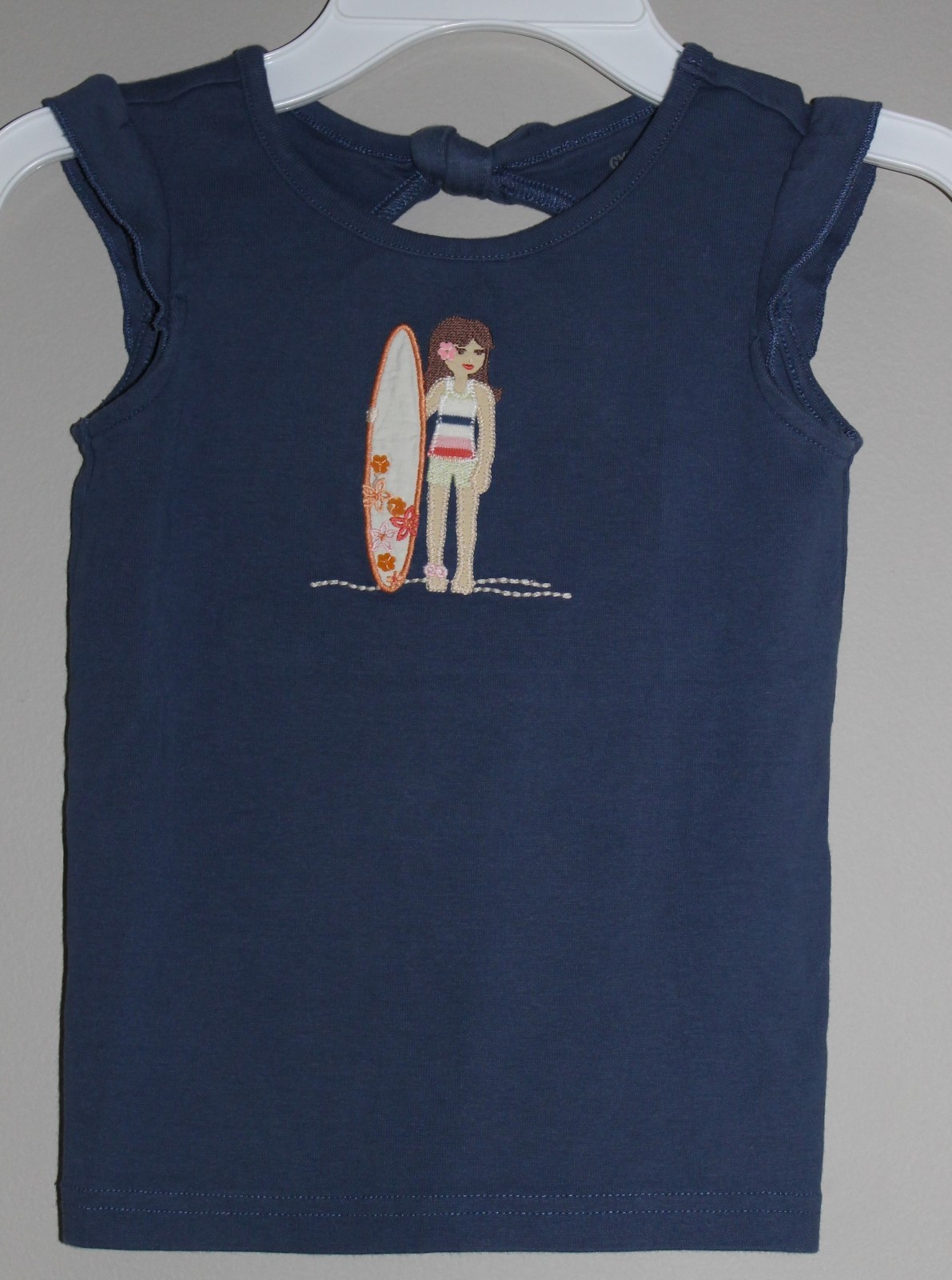 Gymboree Beach Shack Surfer Girl Shirt Blue Size 5 EUC
