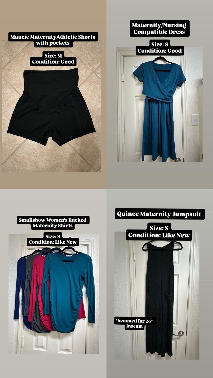 Maternity Clothes! Sizes vary Extra Small to Medium