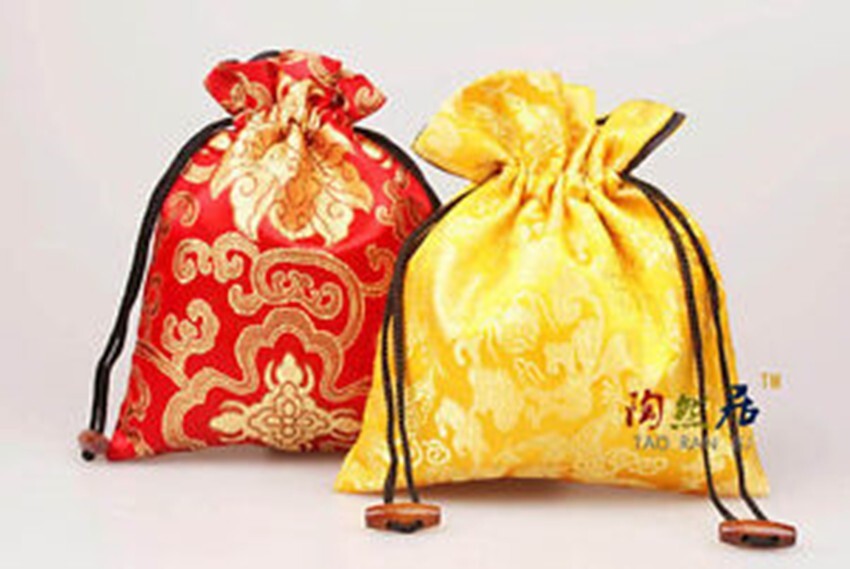 wholesale10PCS Chinese silk satin Drawstring candy gift pouchs bags jewelry bags
