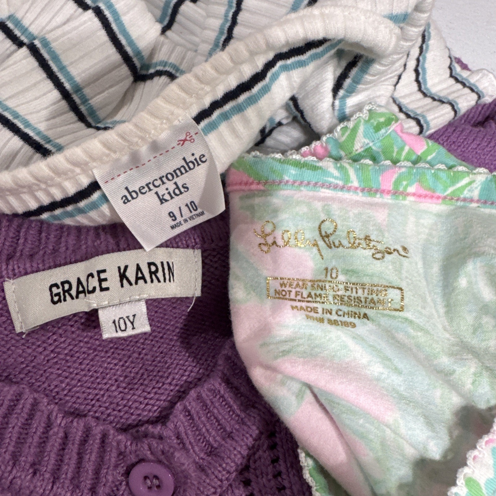 Girls Clothes Size 9/10 Cardigan Sweater, Abercrombie Top, Lilly Pulitzer Pj Top