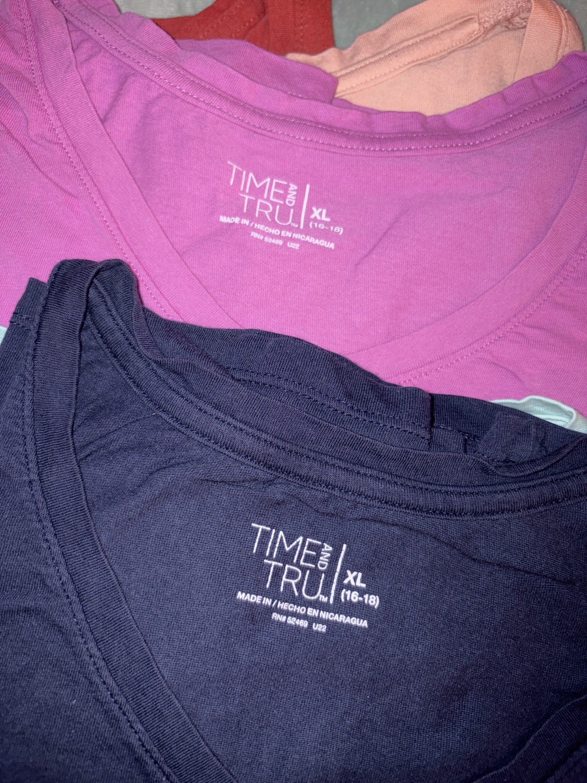 Time and Tru Women&rsquo;s XL (16-18) Solid Short Sleeve T-Shirt Lot of 6 Multicolor