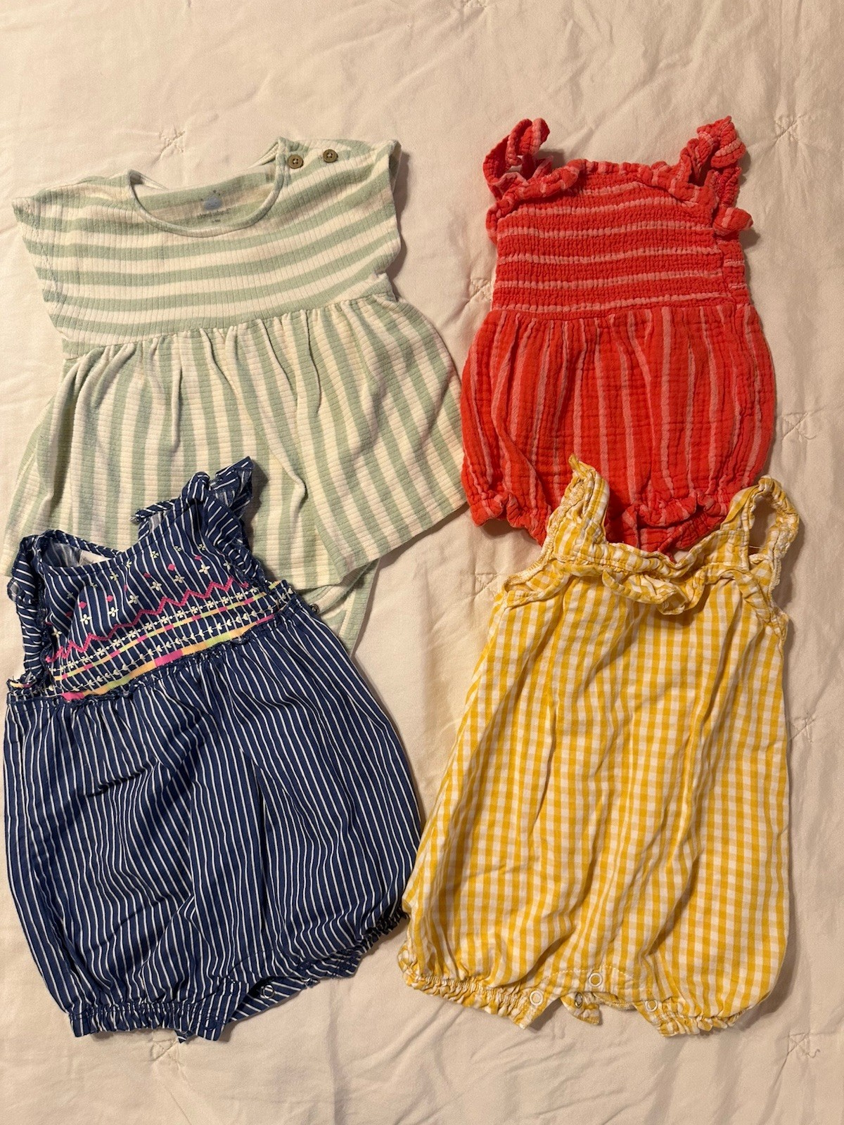 Cat & Jack Carter&rsquo;s Cloud Island First ImpressionsBaby Girl Romper Lot 4 6M 6-9M
