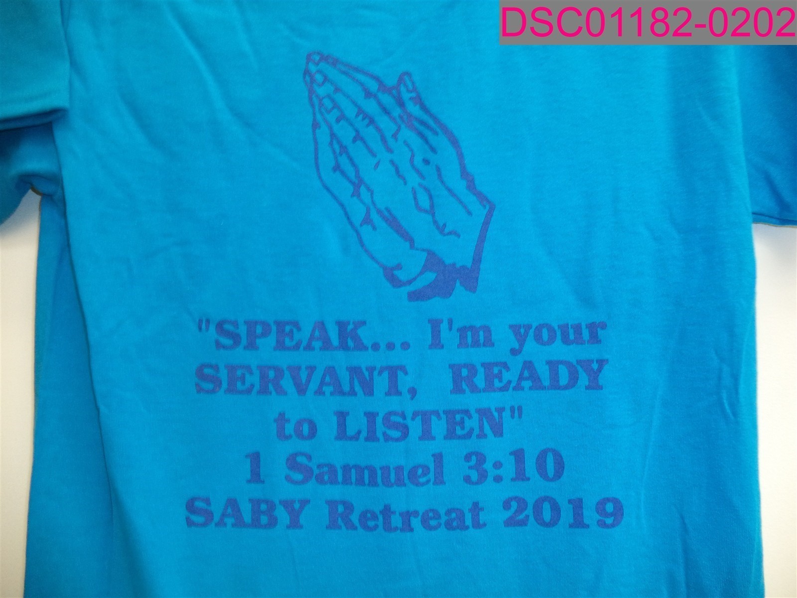 QTY=50: S-17, M-17, L-10, XL-3, 2XL-3, « Speak I&rsquo;m your servant, ready to Listen »