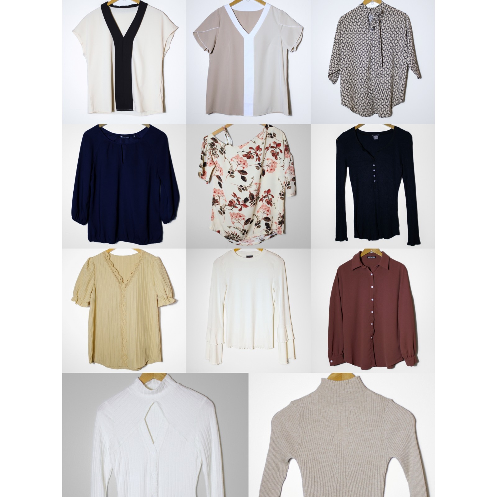 Lot of 11 Womens Career Office Workwear Clothing Tops Size S Neutral Cream Beige