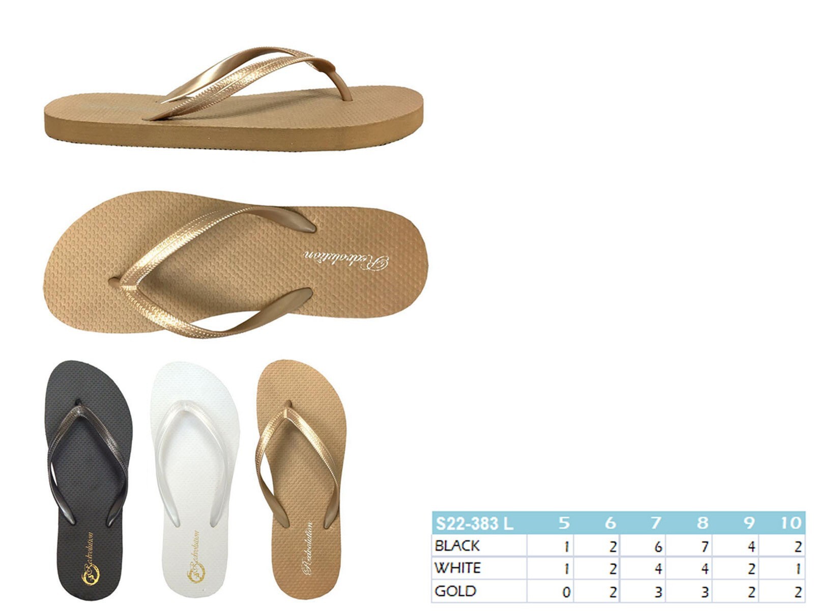 WHOLESALE LOT 48 Pairs Women&rsquo;s Simple Beach Sandals Flip Flop -383L