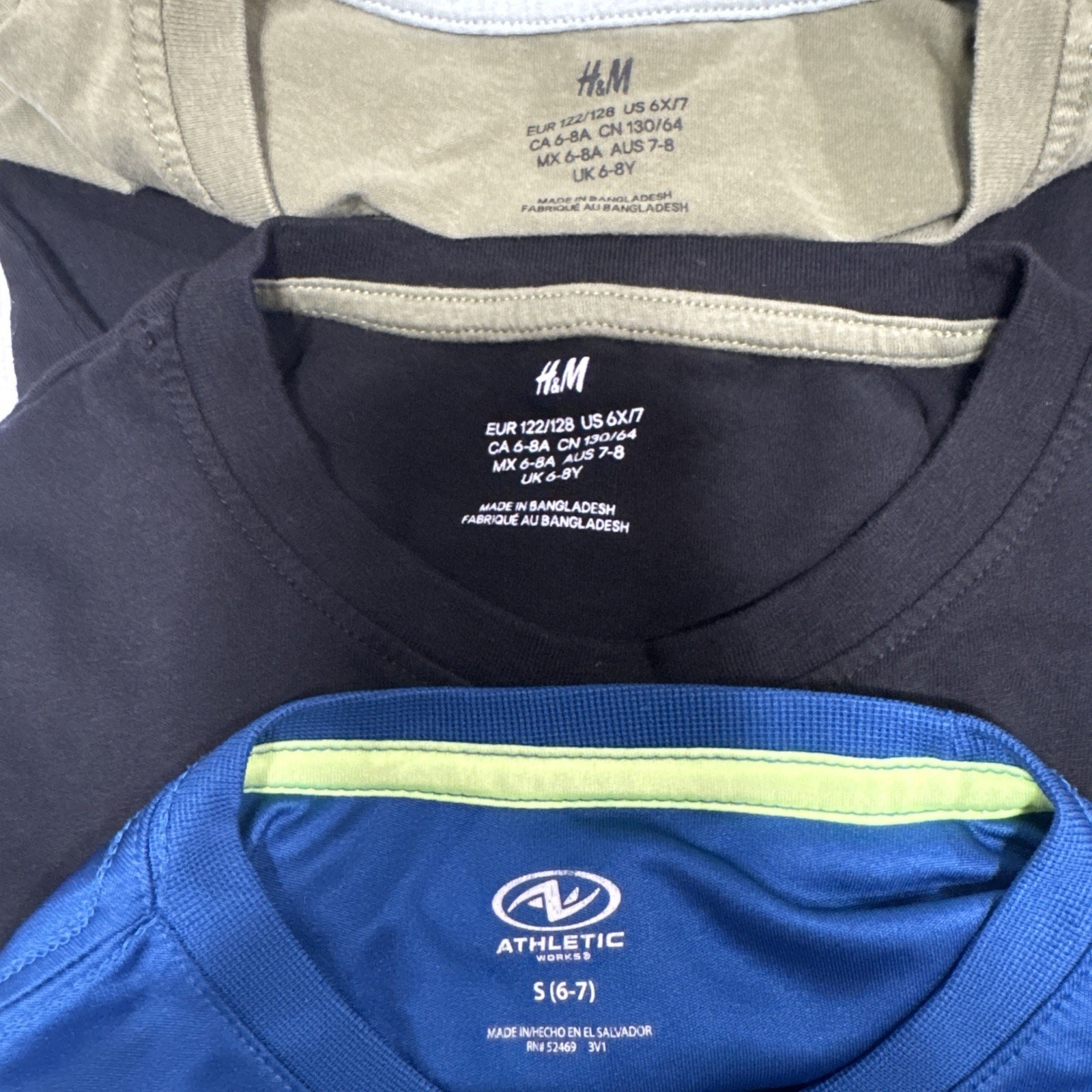 Lot Of 3 H&M and Athletic Works T-Shirts Short Sleeve Basic Tees Boys Size 6/7