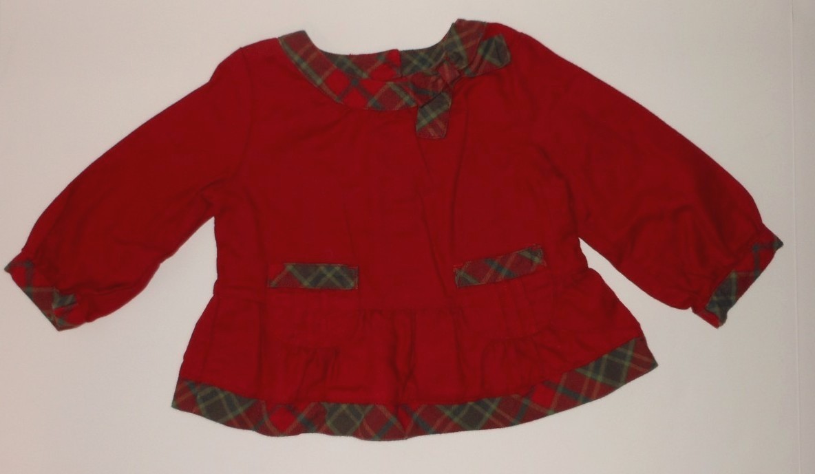 Gymboree Mountain Cabin Red Green Plaid Swing Top Size 12-18 Months