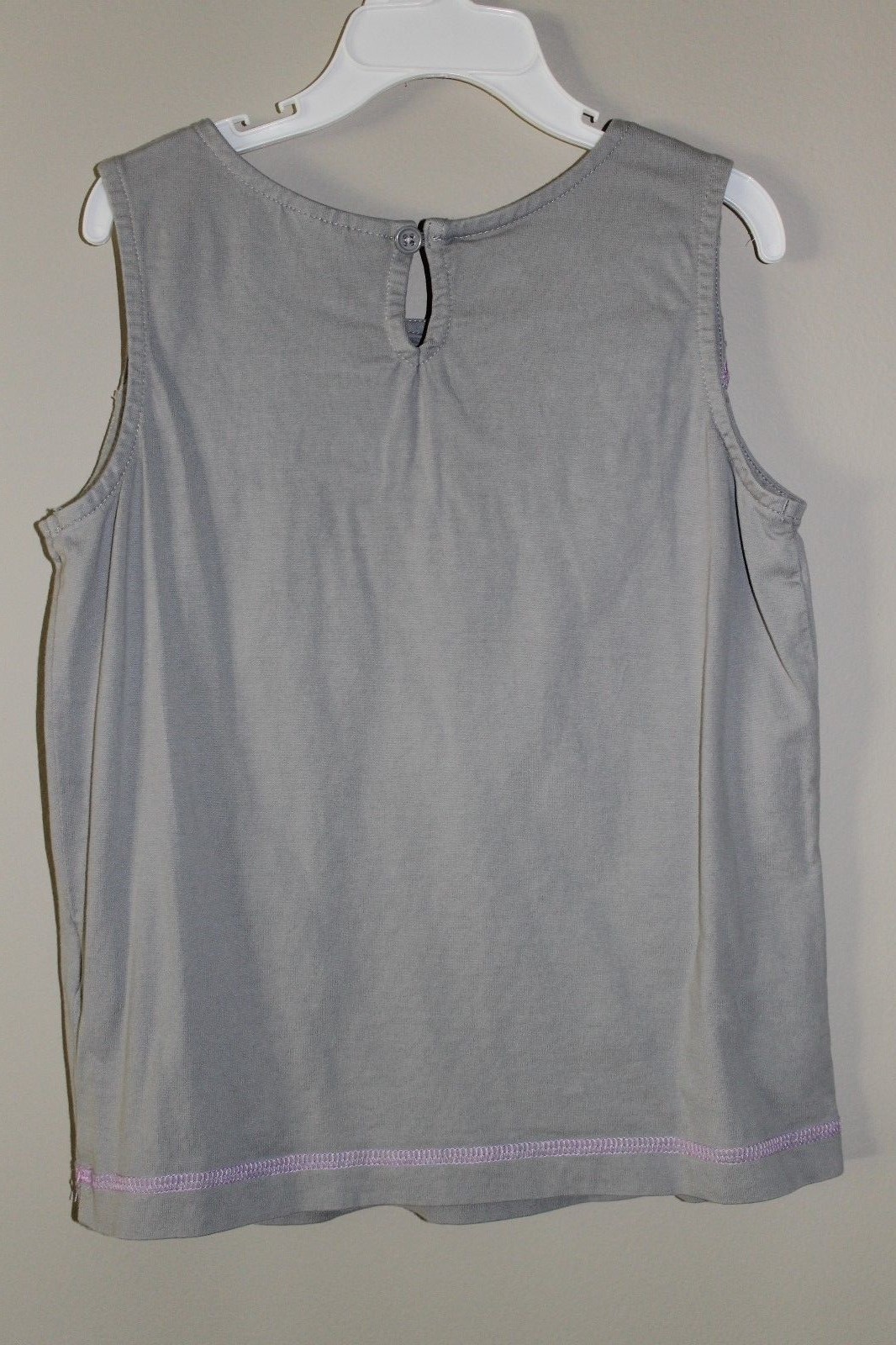 Hanna Andersson Gray & Lavendar Embroidered Sleeveless Top Size 130 6 7 EUC