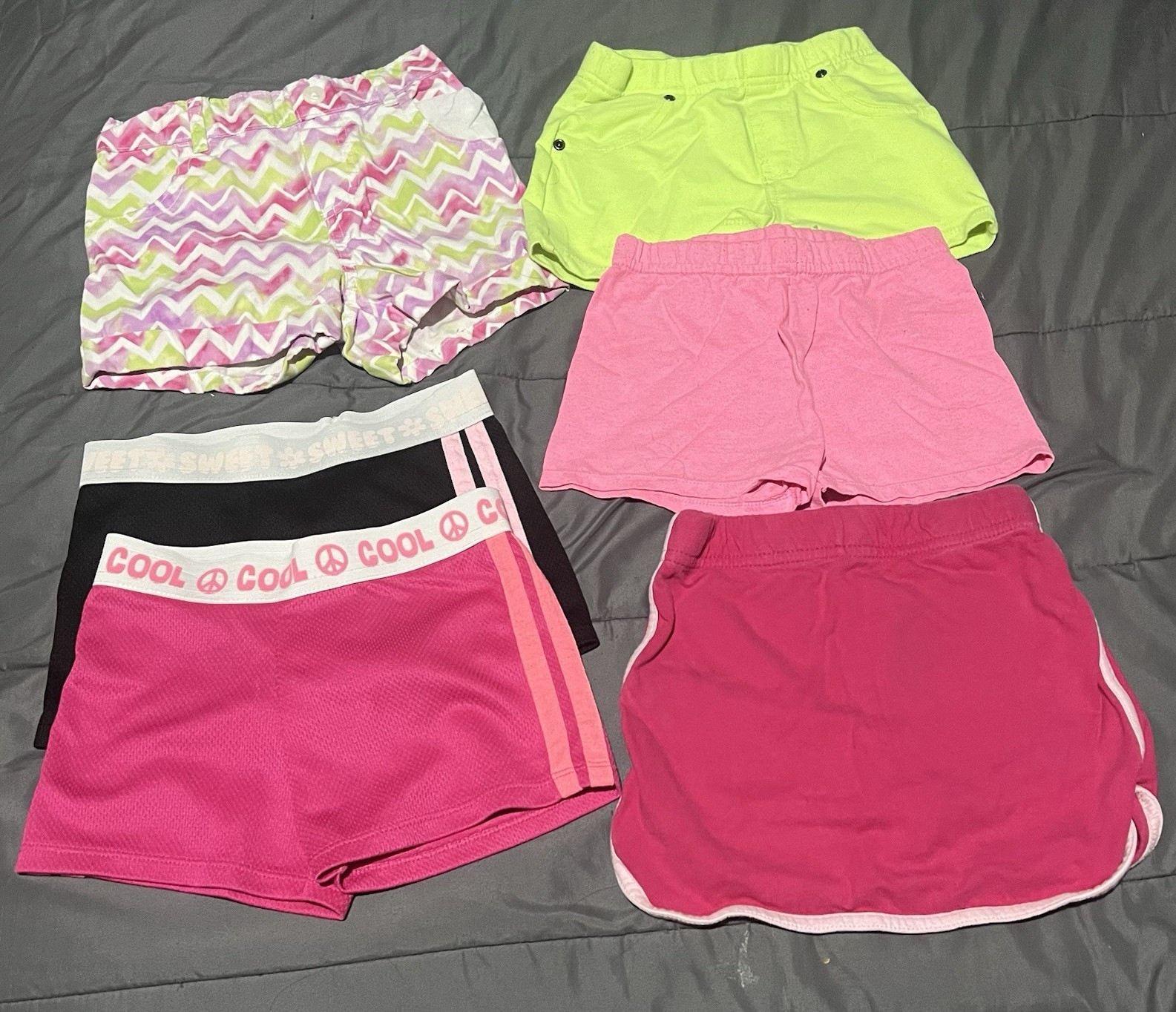 Girls 4T Athletic Shorts Skort Lot Pink Neon Activewear 6 Pc Bundle