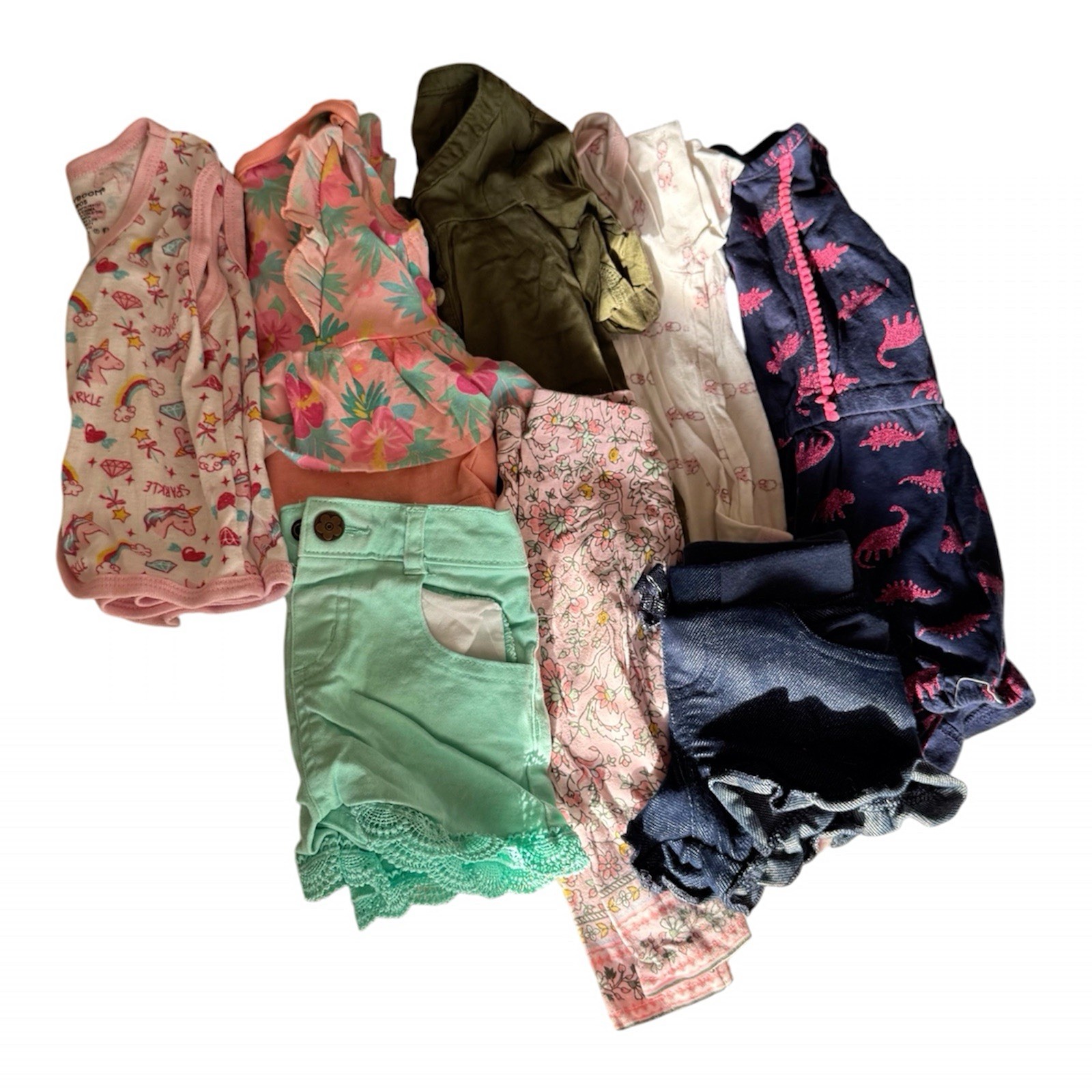 Lot Of 8 Baby Girls Mixed Clothing 6-9 Months Bodysuits Tops Pants Shorts Shirts