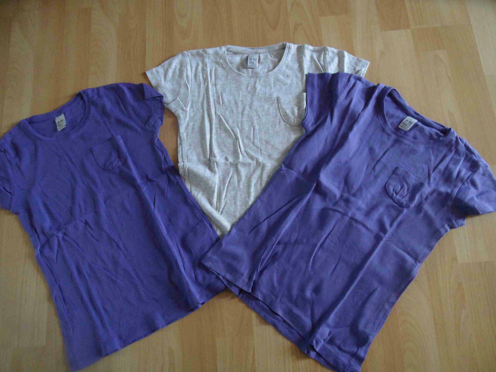 Zara 3 basic shirts with chest pocket grey purple size 140 NWOT NB1