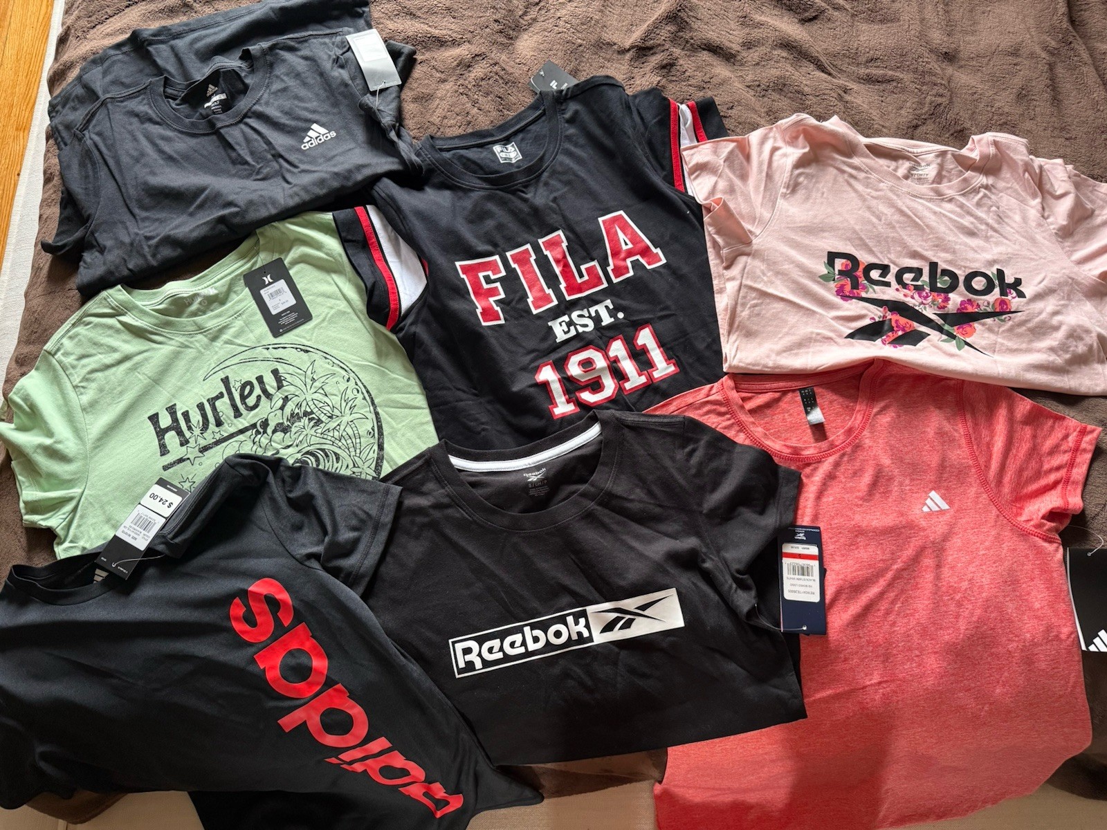 PACK DEAL Reebok Hurley Fila Mixed Baby Tops Lot 6pc 12M Cotton Graphic Print