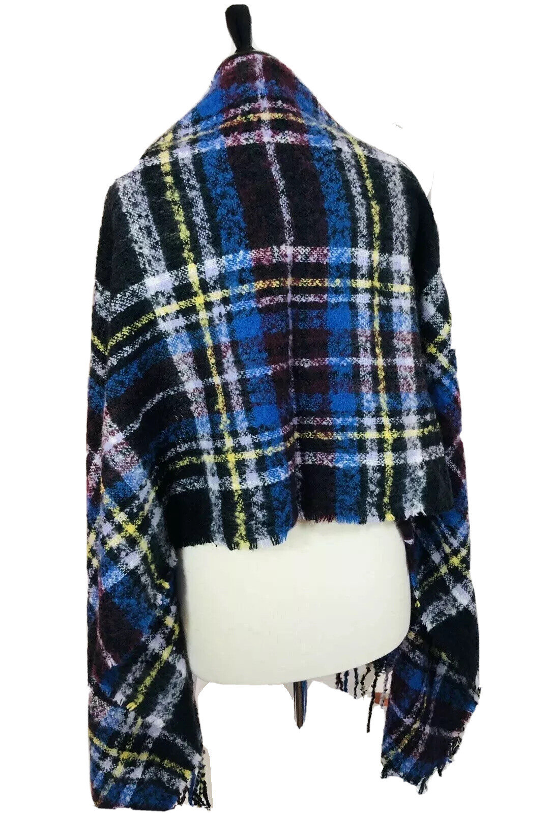 BP Nordstrom Womens Fringed Scarf Wrap Boucle Purple Multi Color Oblong