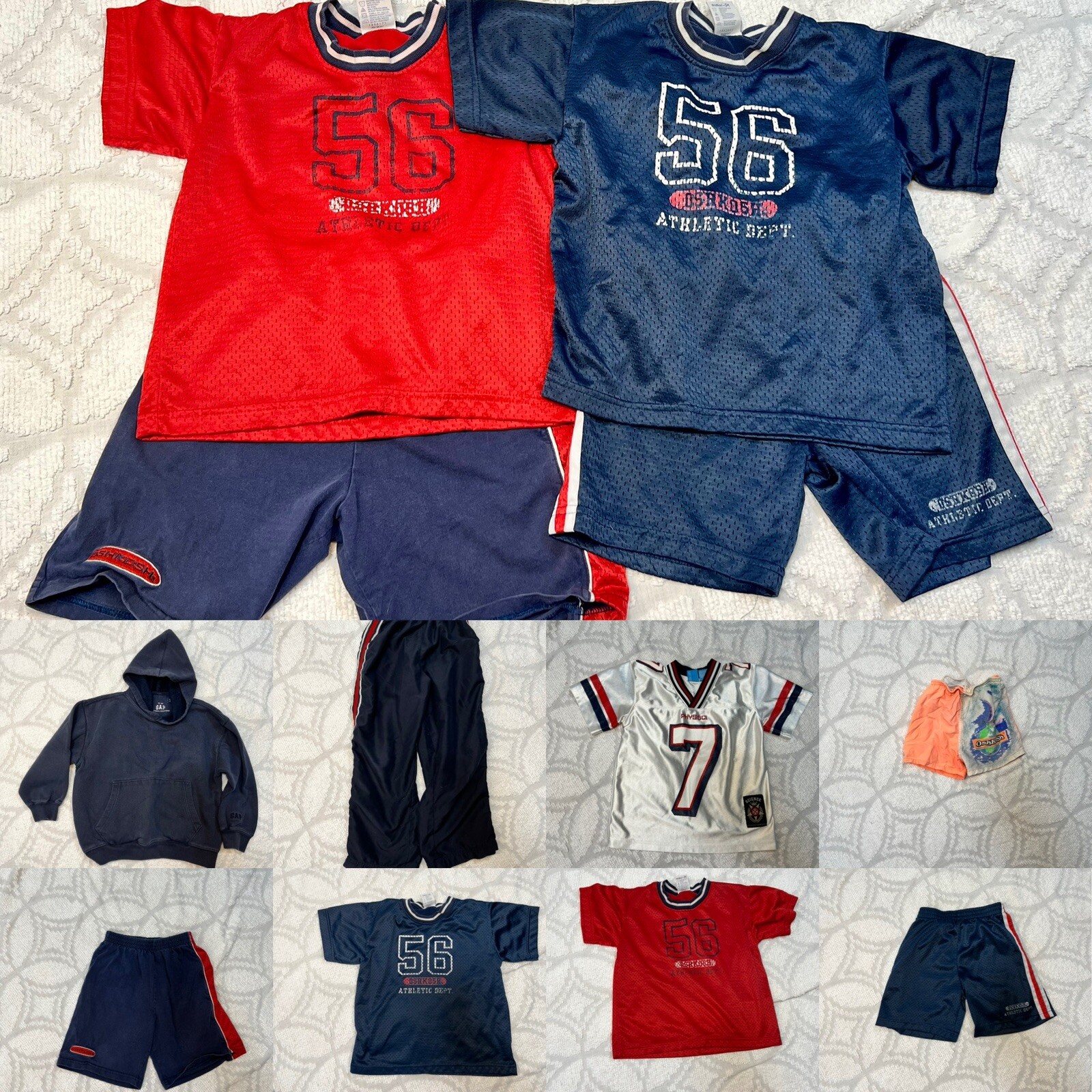 Boy Sz 5/6 Mixed Gap Oshkosh Red/Blue Matching Coordinating 8 Pc Lot Vtg 90s