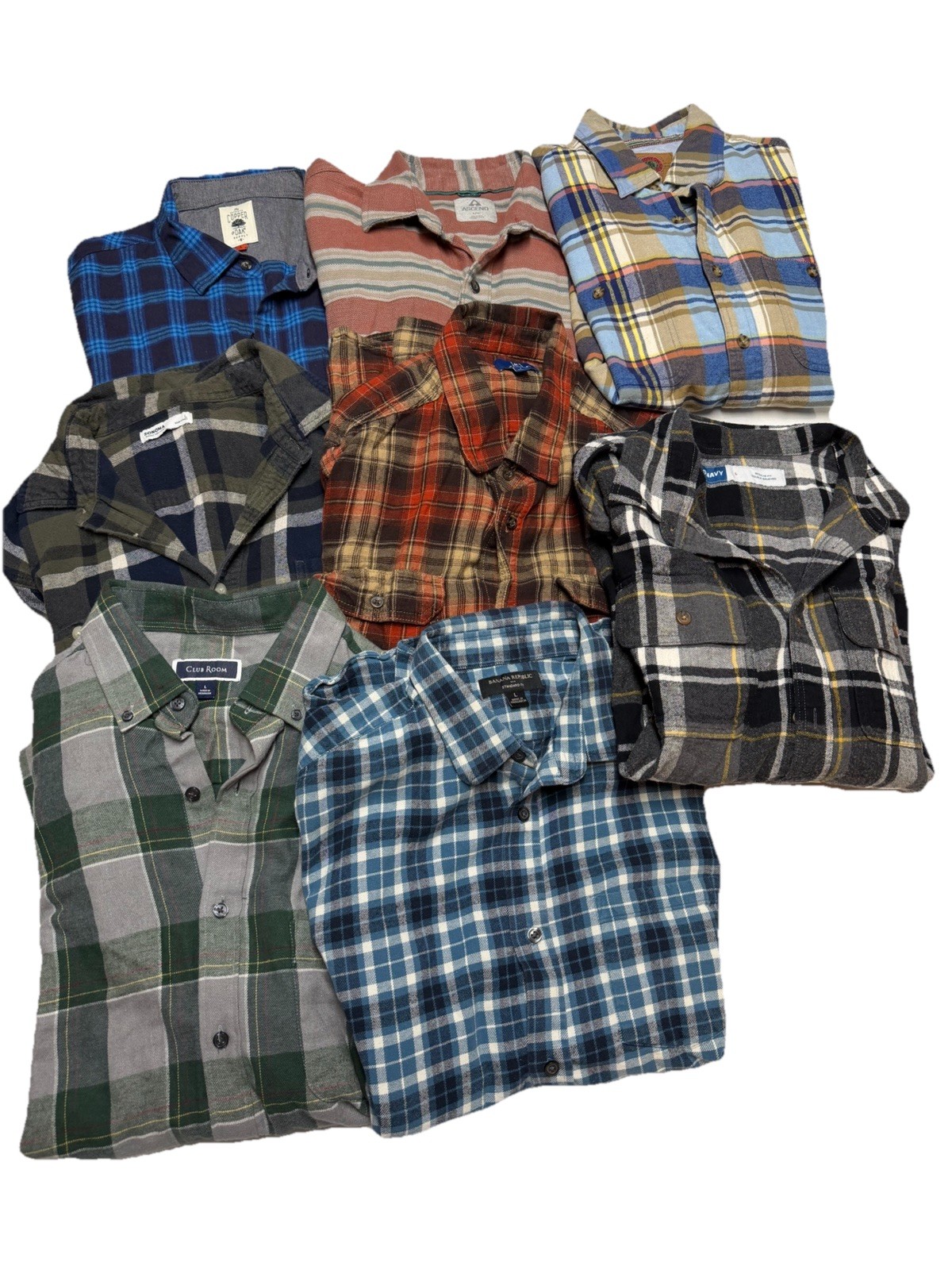 Mens Lot of 8 Flannel Shirts Multi Color Outdoor Casual Work