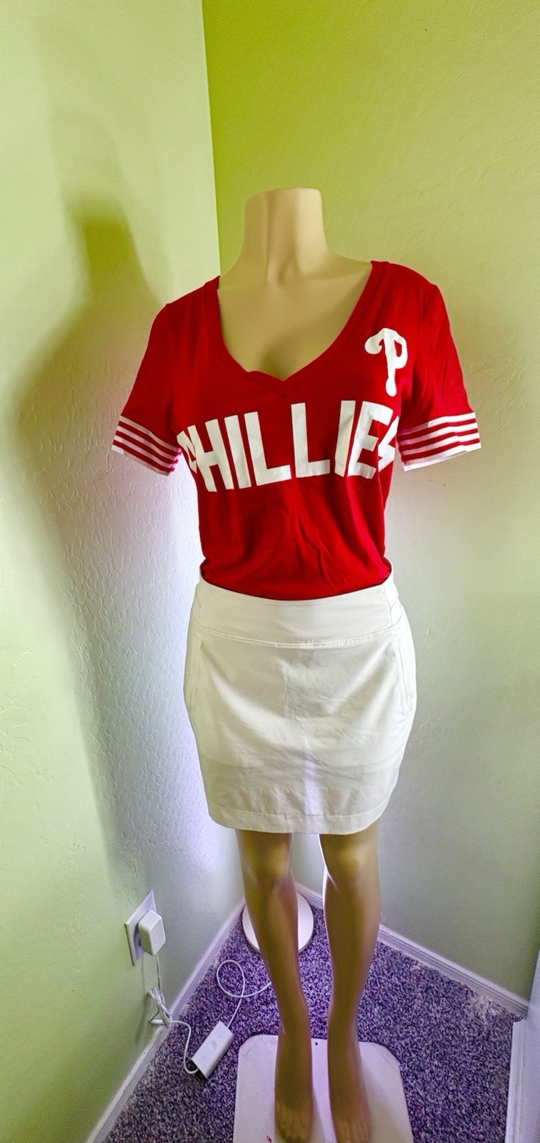 PINK Sports Clothing Lot Cotton Blend: Green Long Sleeve Shirt, Red Shirt, Skirt