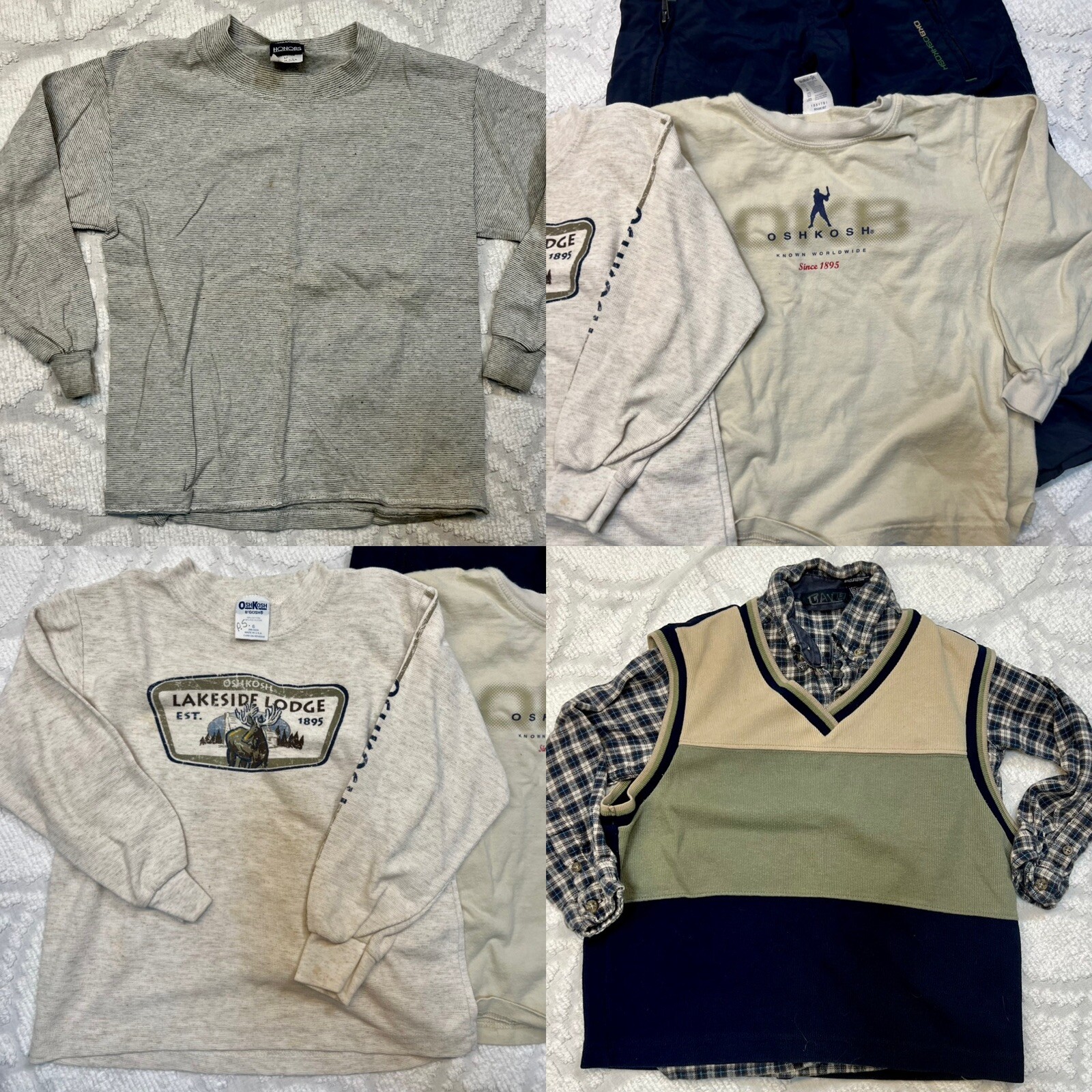 Boy Sz 5/6 OSHKOSH DISNEY Mixed Matching Khaki Outfits Overall Lot 17 Pc Vtg 90s