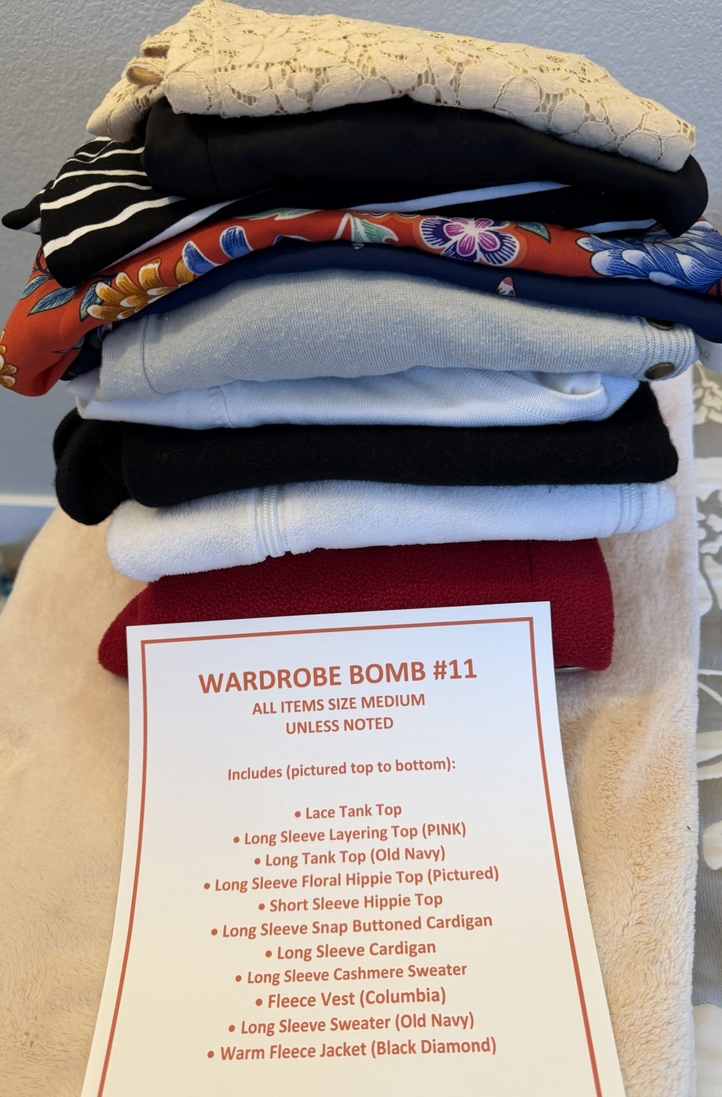 WARDROBE BOMB #11 Mystery Clothing Lots -W Med- Columbia, Cashmere, BoHo Style