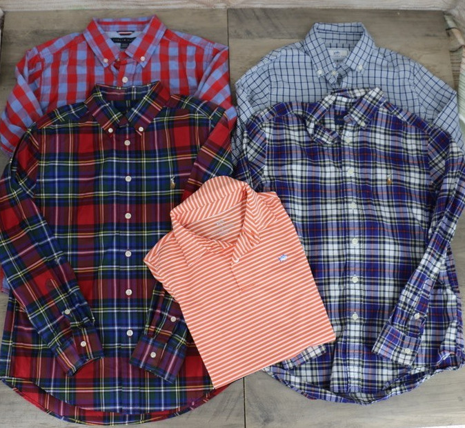 Boys Lot Bundle Ralph Lauren Youth Medium Button Up Long Sleeve Shirts
